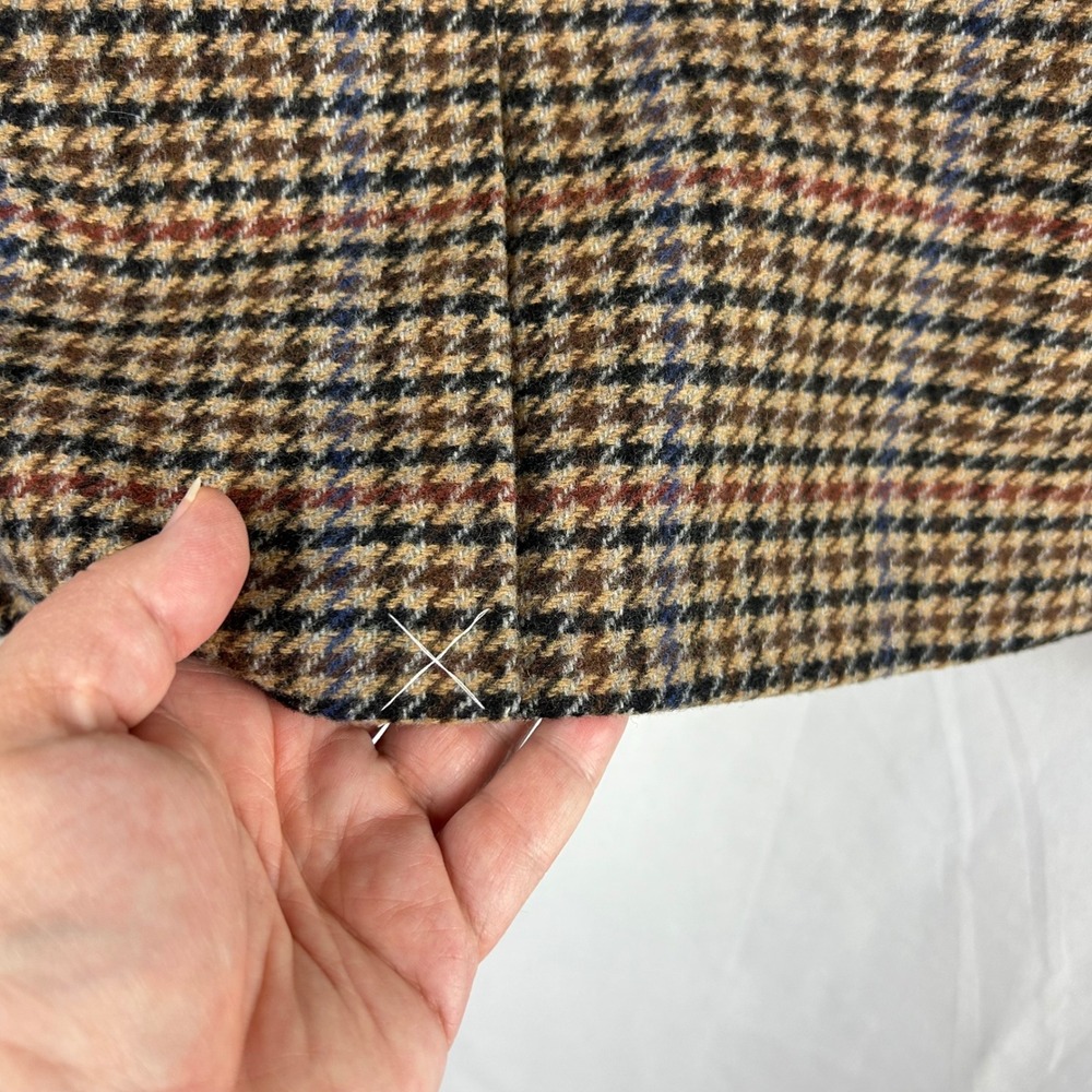 J.Crew Factory Schoolboy Blazer Brown Houndstooth Wool Gold Button Petite 4 NWOT - Picture 8 of 9